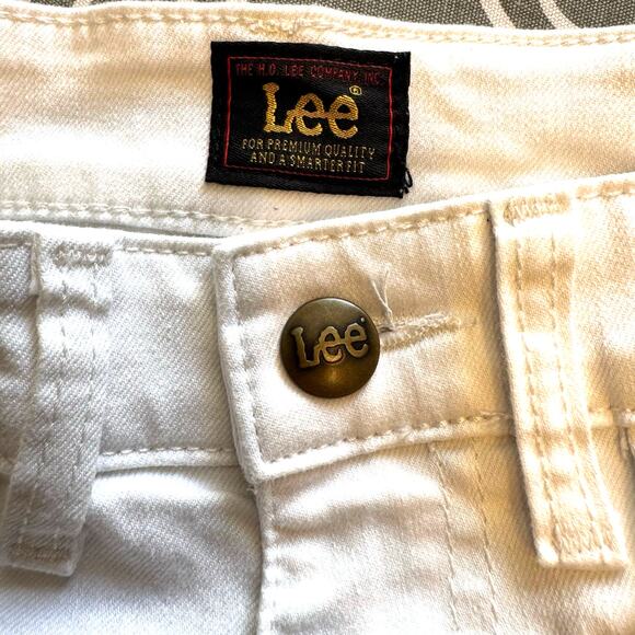 Vintage Lee High Rise White Jean Shorts Womens 28" Stretch Spring Break Summer - Picture 4 of 10